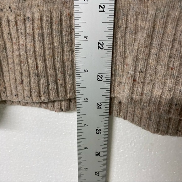 J. Crew Sweater Confetti Men Large Tan Quarter Zip Merino Wool Blend Ribbed Trim - Picture 9 of 9